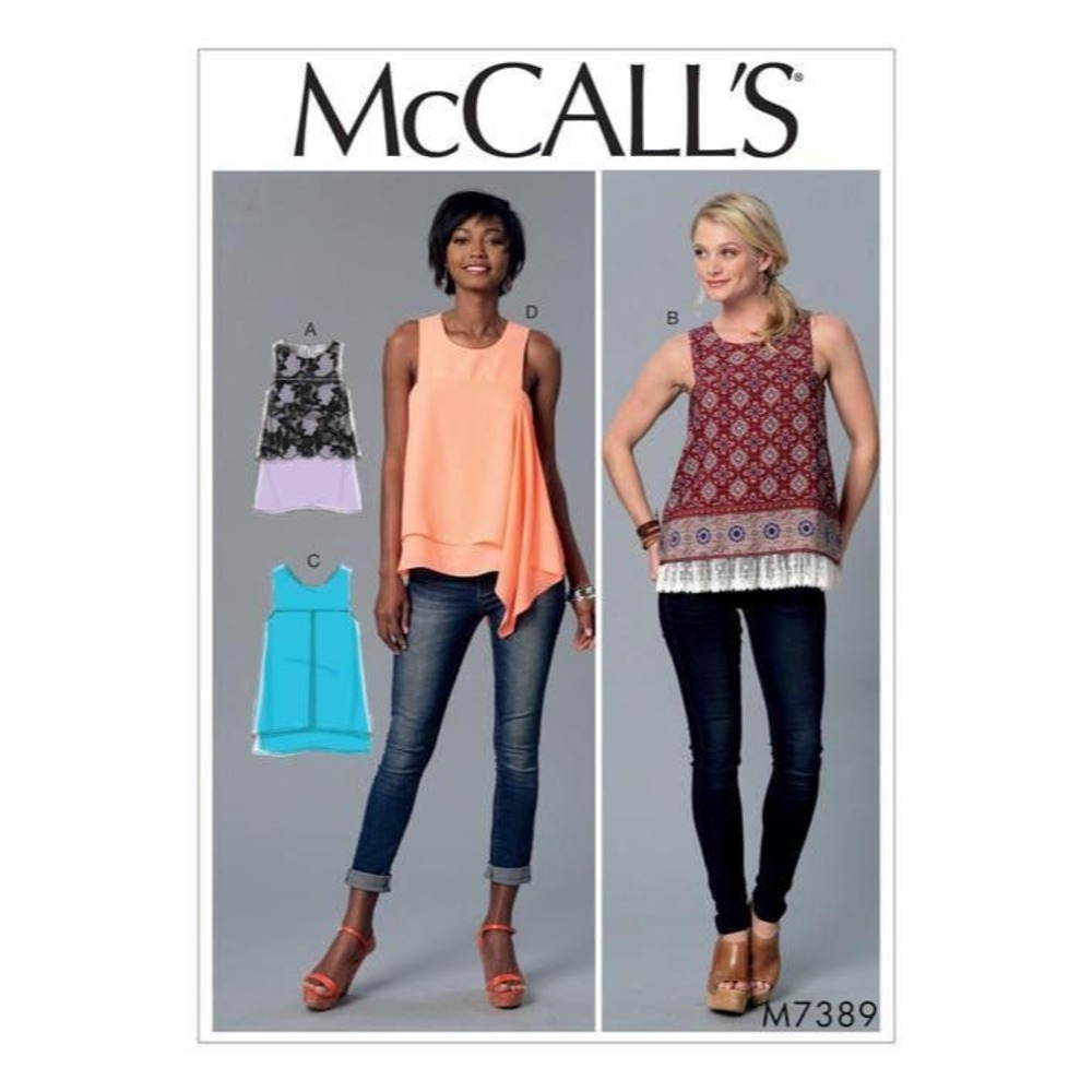 McCalls Sewing Pattern M7389 Womens 6-14 Sleeveless Top Layered Asymmetrical FF